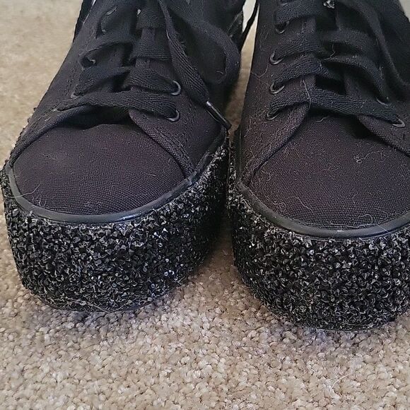 Black dazzle keds platform tennis shoes sneakers 8.5 - Picture 4 of 9